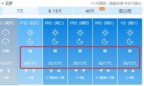 云梦天气预报未来15天_云梦天气预报未来15天查询